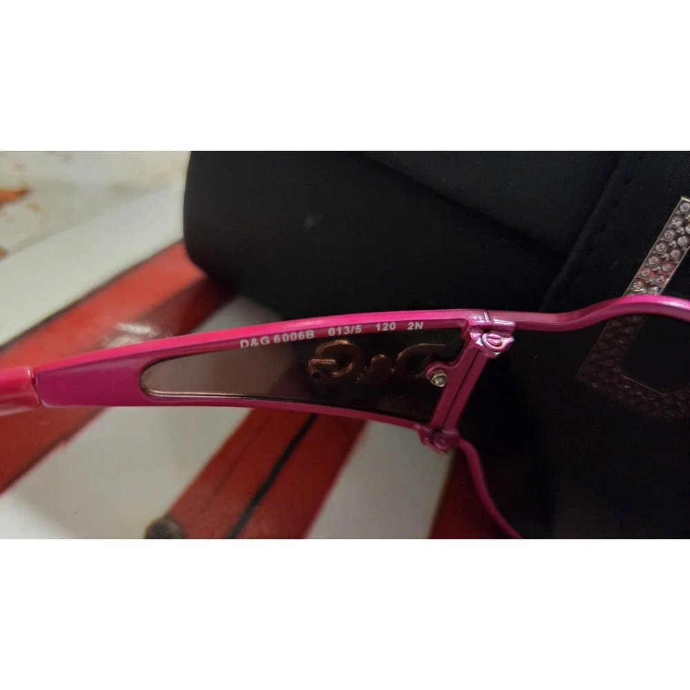 Vintage Dolce & Gabbana Shield Sunglasses, Rhinestone Logo, pink Frame Y2K